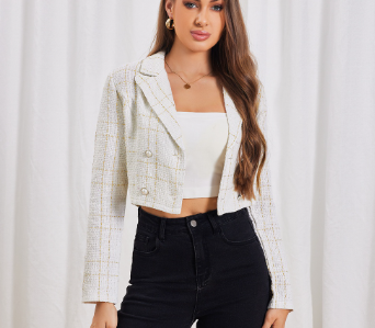Lovito Women Button Front Pocket Collar Button-Embellished Jacket L59ED074 Apricot