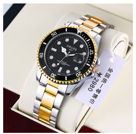 ORUSS Original Business Luxury Stainless Steel Waterproof Fashion Men's Watch Luminous Calendar Quartz Automatic Watch 002