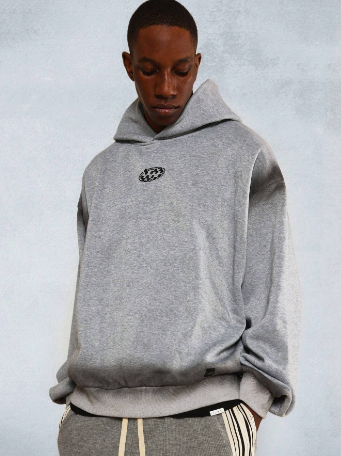 SUMWON Regular Fit Overhead Hoodie With Small Graphic Print & Spray Effect