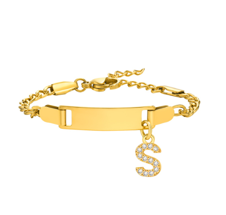 Vnox Baby Name Bracelet with Letter Pendant,Toddler Child ID Bracelet Girl Boy Birthday Gift S