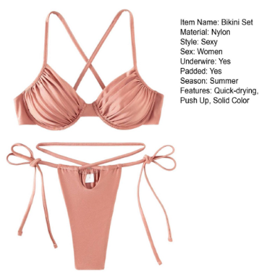 2 Pcs/Set Bikini Set Pleated Hollow Out Spaghetti Strap Backless Low-cut Bathing Padded with Wire Women Swimwear