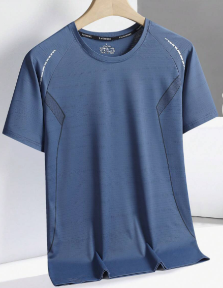 Men's Loose Basic Sportswear, High Elasticity Mesh Breathable Short Sleeve T-Shirt For Summer