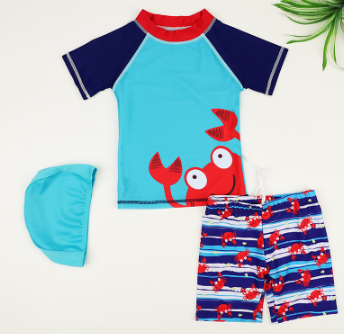 Baby Boy Animal Prints Long Sleeve Split Swimwear Kids Quick Drying Swimsuit Beach Trunks Shorts Surfing Suit
