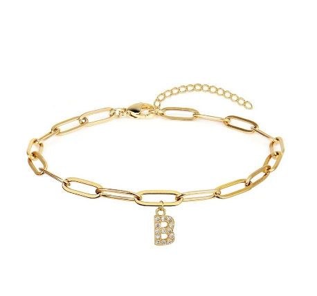 Fashion 26 Letters Alphabet Initials Crystal Bracelet Adjustable Bangle Women Men Jewelry Gift Wholesale B