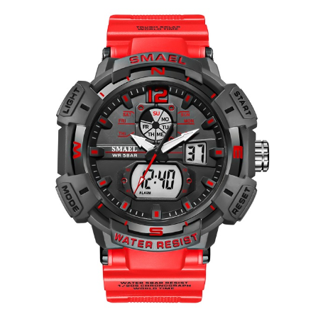 Smael 8045 Men's Watch Outdoor Sports Quartz Digital Waterproof Rubber Clock 01