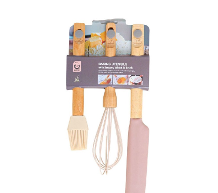 Eurochef Silicone Baking Utensils With Scraper, Whisk, And Brush 3pcs.