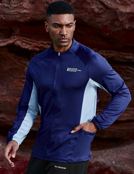 Manfinity Fitness Men's Color Block Printed Sports Jacket With Slogan Workout Tops