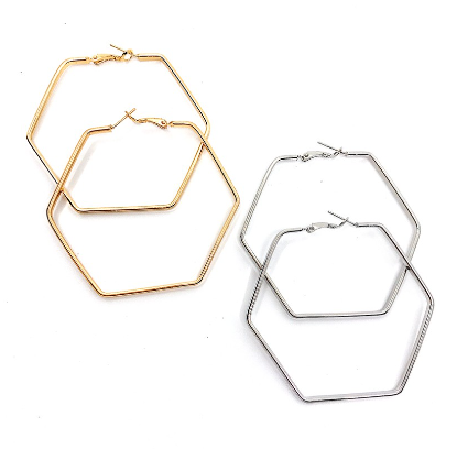 Hoop Earrings - Hexagon Shape