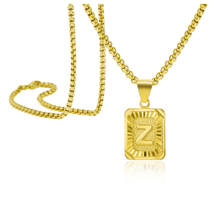 26 Letter Necklace Initial Pendant Men Women Fashion New Gold Plated Silver Plated Box Chain 22 Inch Factory Wholesale Z