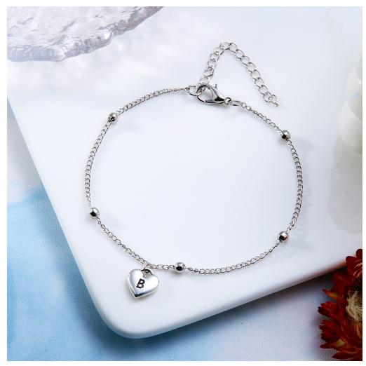 Fashion Silver Plated 26 Letters Initials Alphabet Bracelet Adjustable Bangle Women Jewelry Mother's Day Gift B