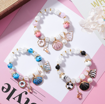 Women Fashion Ocean Style Shell Colorful Crystal Beads Bracelets