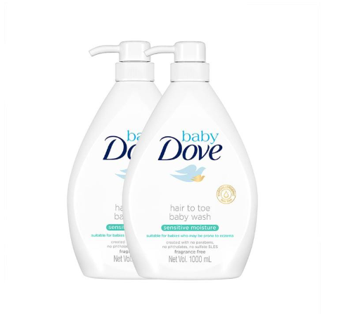 Baby Dove Hair to Toe Wash Sensitive Moisture 1L (Bundle of 2)