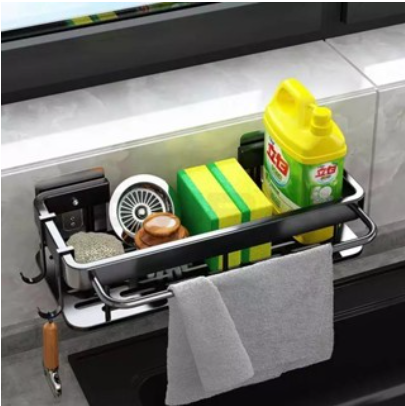Sponge Holder Kitchen Bathroom Sink Organizer Rack Dishwashing Cloth Holder Hanging Drain Rack