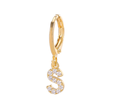 A-Z Letter Earrings Fashion Gold Plated Hoop Drop Earrings Diamond Stud Earrings Women's Jewelry S