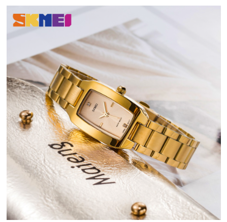 Skmei Women Casual Stainless Steel Golden Luxury Quartz Wristwatch 1400 GOLD