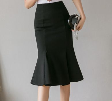 Lovito Women Ruffle Skirts LNA18053 Black