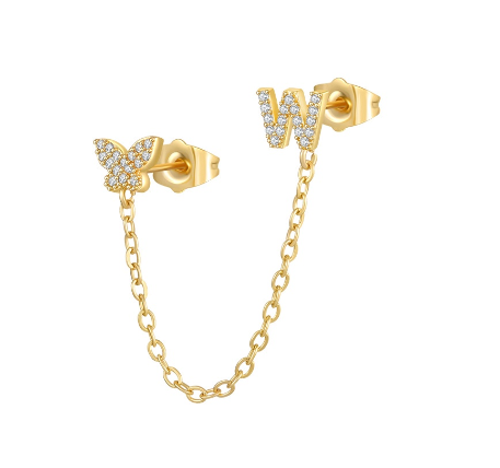 Minimalist Style Fashion Tassel Butterfly Letter Combination Earrings 26 English Letter Earrings Earrings Earrings W