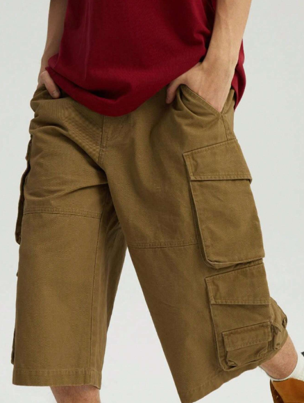 WassupHouse Men's Multi-Pocket Loose Straight Cargo Shorts, Summer Casual American Style Sports Shorts