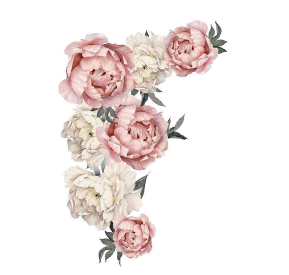 Peony Rose Flowers Wall Sticker Art Nursery Decals Kids Room Home Decor Gift
