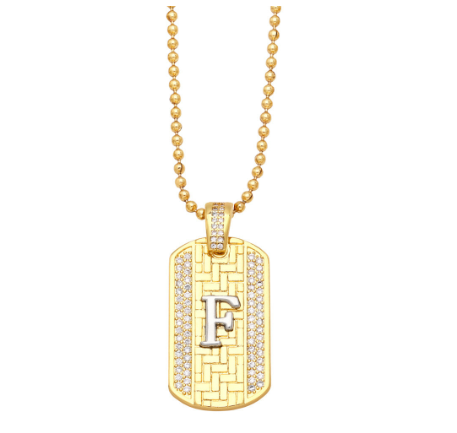 Luxury 18K Gold Plated Stainless Steel Ball Bead Chain 26 Letter Necklace Capital Initial Letter Name Pendant Nameplate Necklace Women F