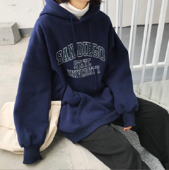 SELLDAUnisex Korean Print Long Sleeves Hoodie Oversized Coat