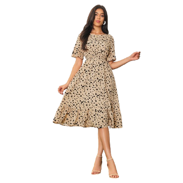 Lovito Women Casual Leopard Baisc Dress LBA05112 (Multi-color)