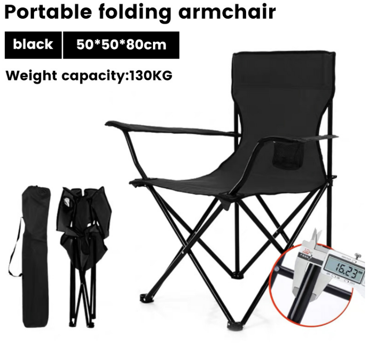 Foldable Chair Outdoor Camping Chair with Arm Rest Beach Hiking Indoor Lightweight Folding Chair