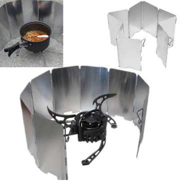 INSTORE Picnic Wind Guard Cookware Foldable Portable Aluminium Alloy 9 Plates Stove Windshield Camping Cooking Gas Stove