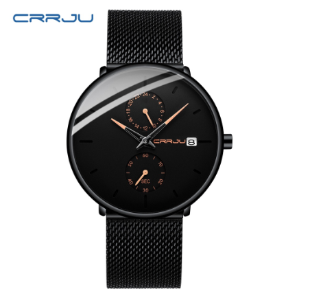 CRRJU Men's Watch Original Brand Multifunctional Fashion Business Analog Quartz Stainless Steel Waterproof 2263 X ORANGE 2