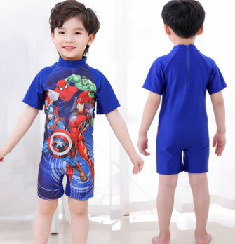 Rush Guard for Kids Summer Swimmin Children's Cartoon Print One-Piece Swimsuit Captain America