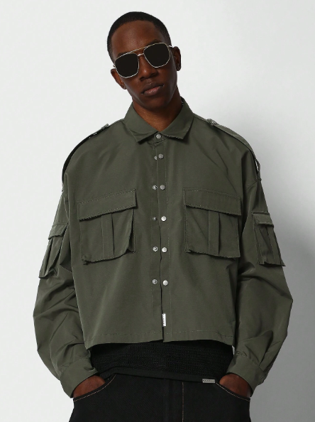 SUMWON Crop Fit Nylon Utility Shirt