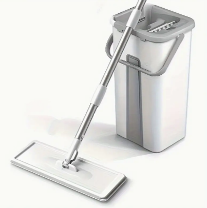 1 Set, Household Cleaning Mop And Bucket Set, Hand-free Wash Flat Mop, Dust Removal Mop With Bucket, Wet And Dry Cleaning, Tile Marble Wooden Floor Cleaning Mop, Cleaning Supplies, Cleaning Tool, Chri