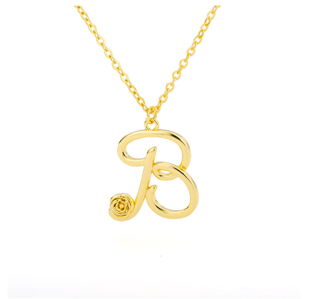 Dainty Gold Letter Necklace Tiny 26 Capital A-Z Pendant Choker Necklace,Cute Personalized Name Necklace Gold Jewelry Necklace B