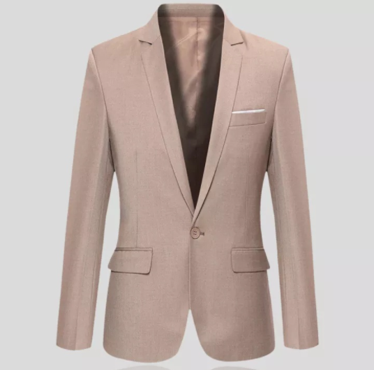 Men Blazer Formal Suit Coat Business Outerwear Jacket Office Jacket Suit Tuxedo MB 001 Plus Size S-6XL Khaki
