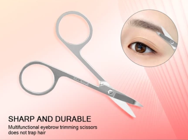 IMAGIC Eyebrow Trimmer Stainless Steel Eyelash Scissors Comb Shaping Grooming Professional Makeup Tools