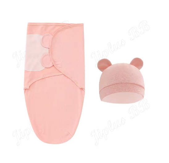 Newborn Baby Muslin Swaddle Blanket Hat Set Swaddle Bedding Wrap Blanket Baby Swaddling S78