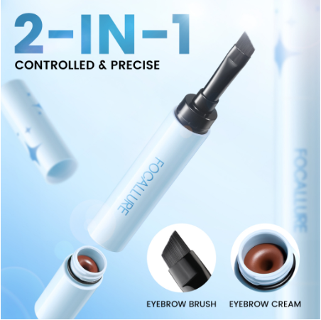 FOCALLURE Pro-stay 3D Eyebrow Pomade Cream 2-In-1 Transfer-proof Waterproof Sweat-proof Controllable Precise Smooth Creamy High