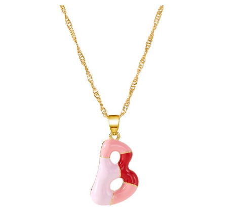 Fashion Simple English Capital A-Z Necklace Colorful 26 Letters Necklaces For Men And Women Jewelry Gifts Drip Oil Summer Letter B