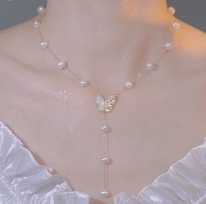 Butterfly Necklace women's fashion freshwater pearl tassel
