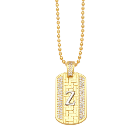 Luxury 18K Gold Plated Stainless Steel Ball Bead Chain 26 Letter Necklace Capital Initial Letter Name Pendant Nameplate Necklace Women Z