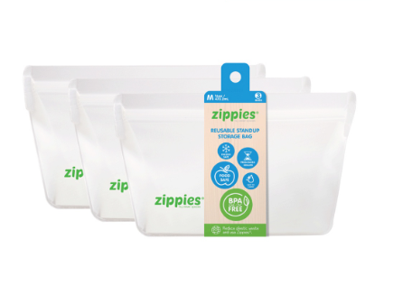 Zippies Medium Reusable Stand Up Pouch 3 pcs