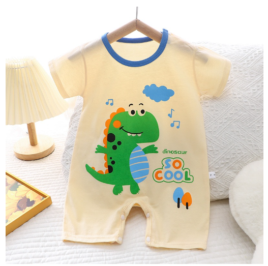 Baby Cotton Jumpsuit Newborn Short-Sleeved Jumpsuit Baby Cartoon Breathable Jumpsuit J1