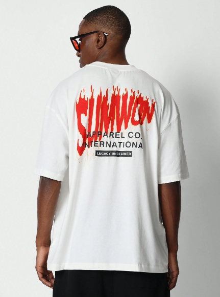 SUMWON Tee With Back Flame Graphic Print