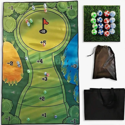 The Casual Golf Game Set, Impact Golf Practice Mat, Includes 1 Game Pad, 1 Hitting Pad, 16 Golf Balls, 1 Pad Storage Bag, And 1 Set Storage Bag