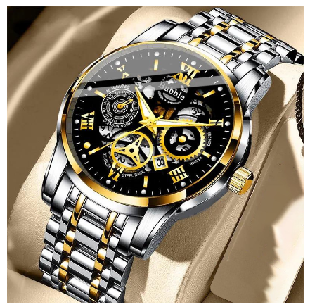 Original Luxury Hollow Stainless Steel Fashion Luminous Waterproof Men's Watch Business Calendar automatic Quartz analog Wrist Watch 005