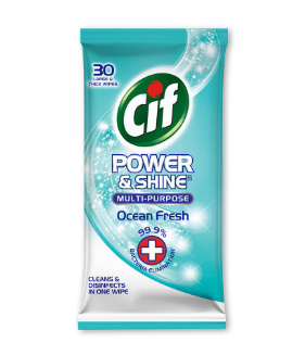 Cif Wipes Power & Shine Multi-Purpose Ocean Fresh 30's