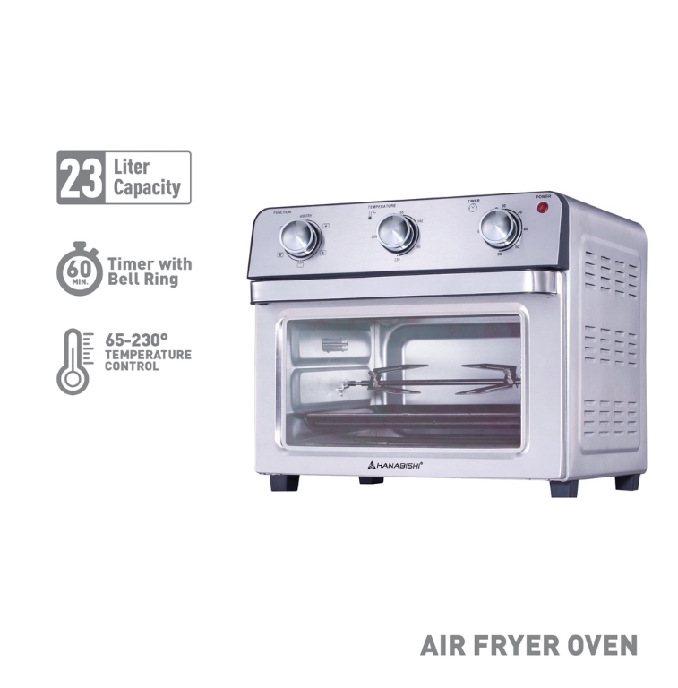 Hanabishi Air Fryer HAFEO23SS 23-Liter, 6 functions with Rotisserie, 6pcs Stainless Heating Elements