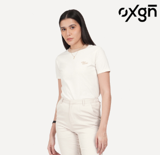 OXGN Vibe Check Ringer Graphic Print T-Shirt For Women Cream