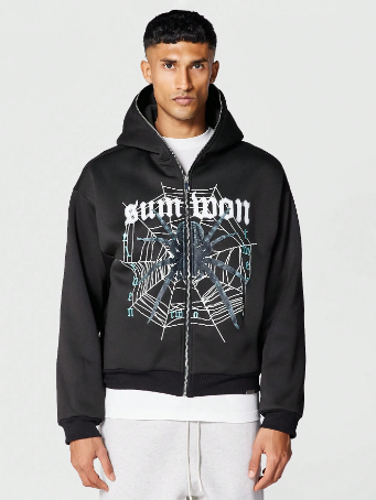 SUMWON Zip Through Hoodie With Front Graphic