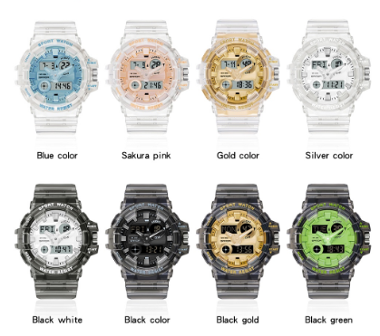 Cool Transparent Multi-function Dual-display Luminous LED Digital Watch